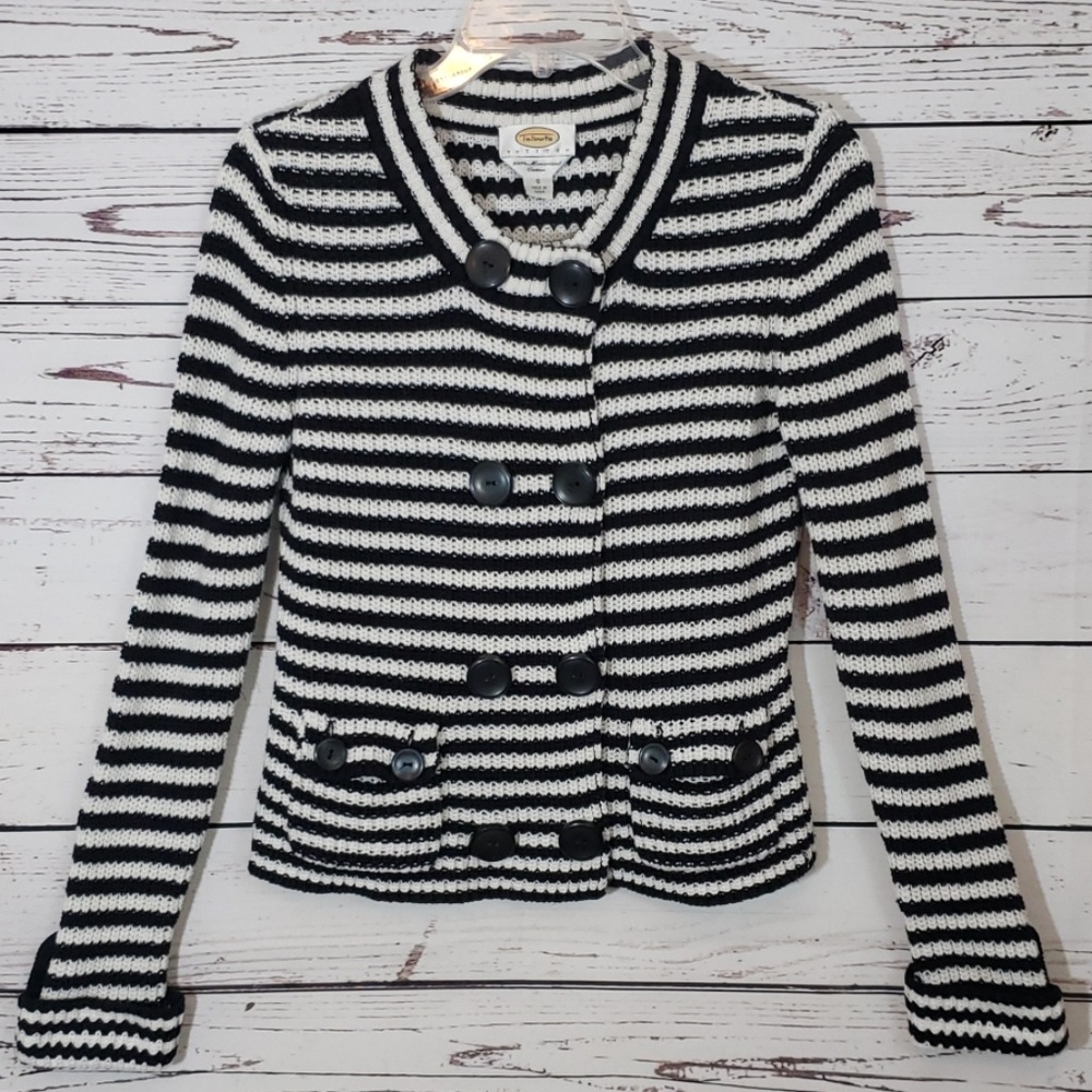 Talbots Nautical Striped Cardigan Sweater Blazer